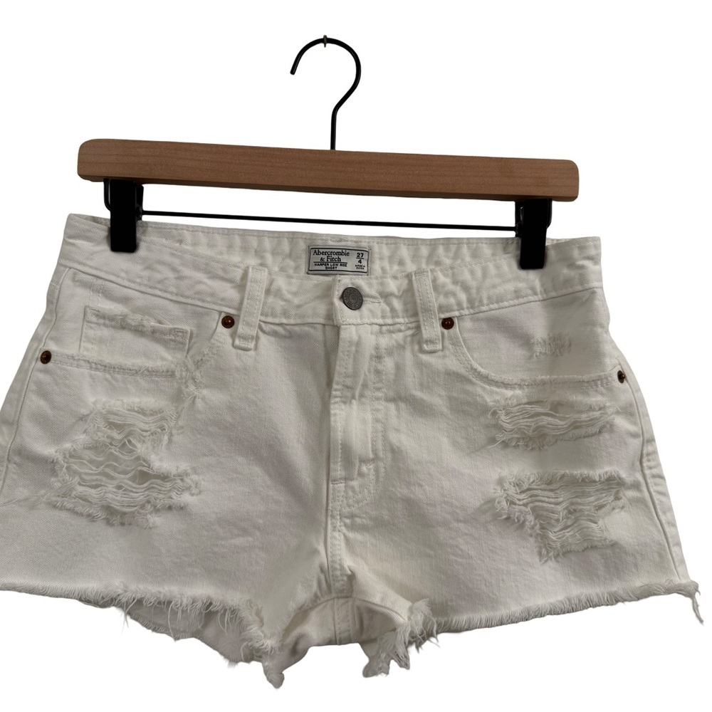Abercrombie & Fitch White Distressed Jean Shorts